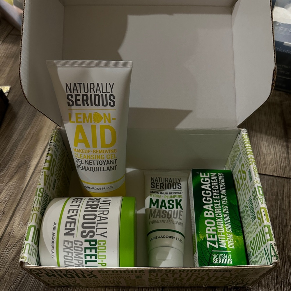 Naturally serious cleanser, eye cream, peel pads and mask(full size products)